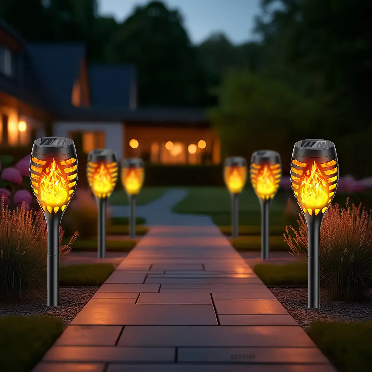 Smart Light Sensing Outdoor Landscape Lights Decorative Lights with Flickering Flame Torch for Gardens Patio Lawns Path