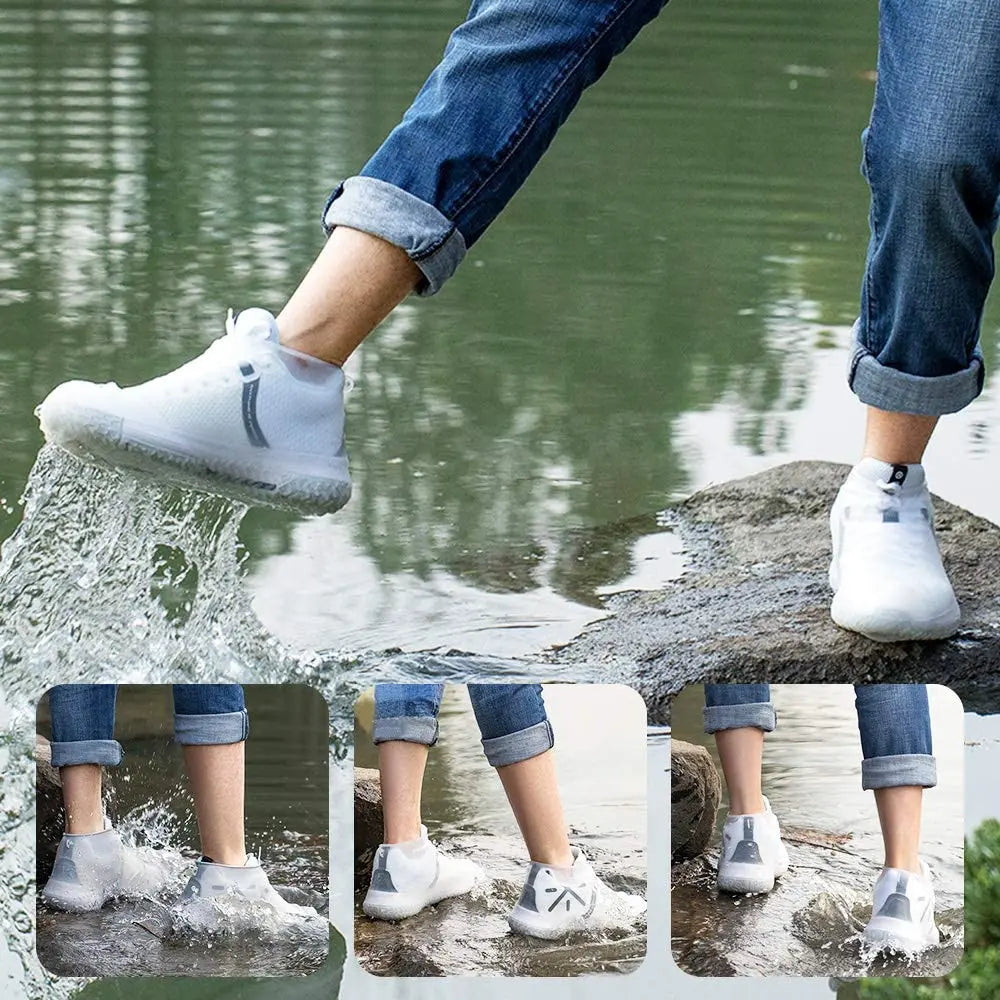 Reusable Waterproof Rain Shoes Covers Silicone Outdoor Shoe Covers Walking Shoes Latex Shoe Covers Non-slip Rain Boots Covers
