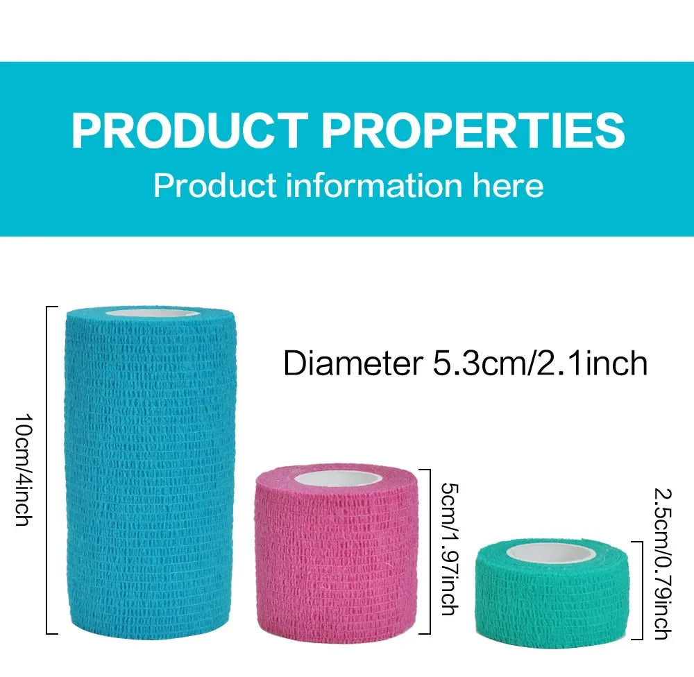 1Roll 2.5/5/10cm*4.5m Gauze Medical Bandage Self-adhesive Breathable Elastic Bandages for Sports Fixing Finger Wrist Leg