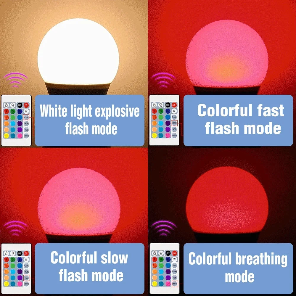 1-10PCS Smart RGBW LED Bulb Spotlight E27 E14 B22 GU10 with Infrared Remote Control Suitable for Colorful Home Lighting