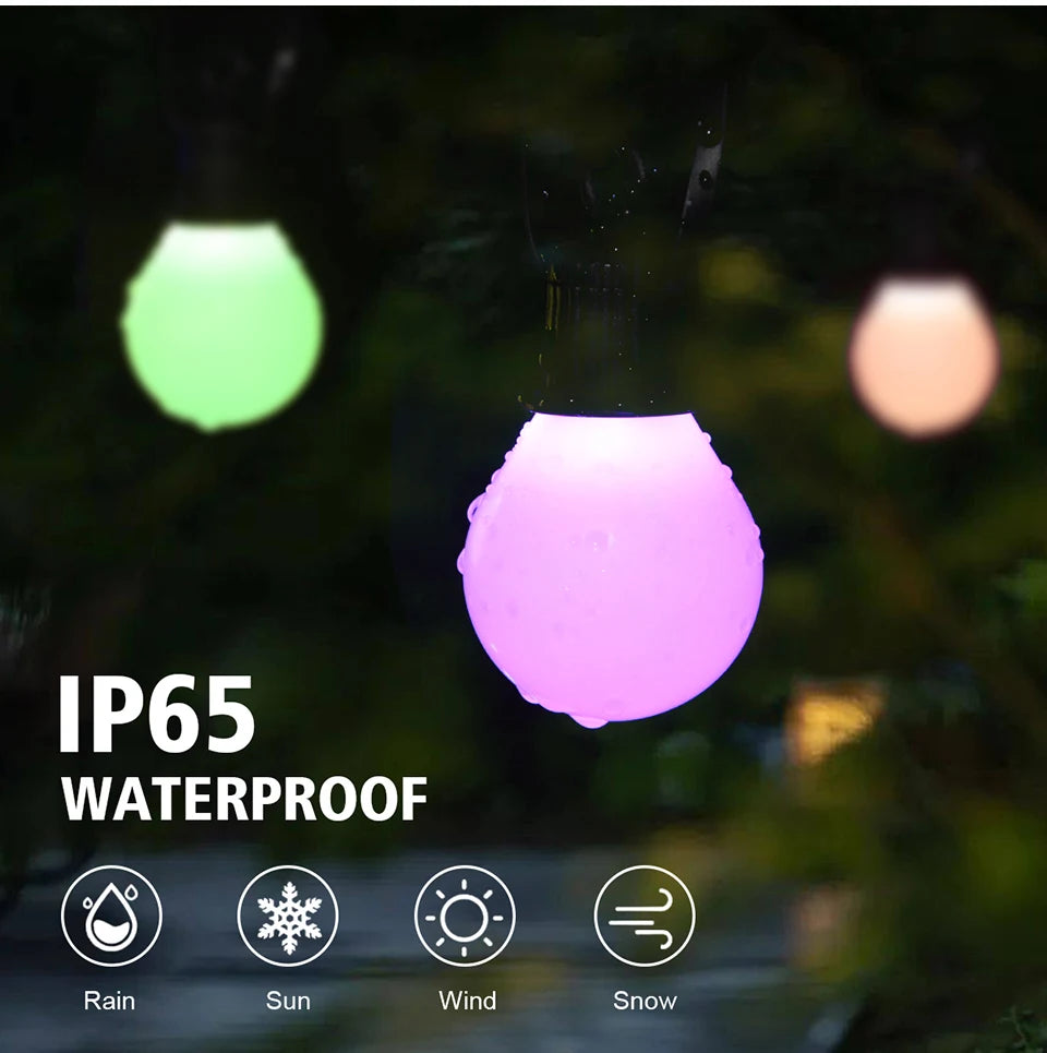 Smart WIFI/Bluetooth G40 LED Bulb String Light 25/50 Bulbs Christmas USB Fairy Lights Room Outdoor Garden Decor LED Garland Lamp