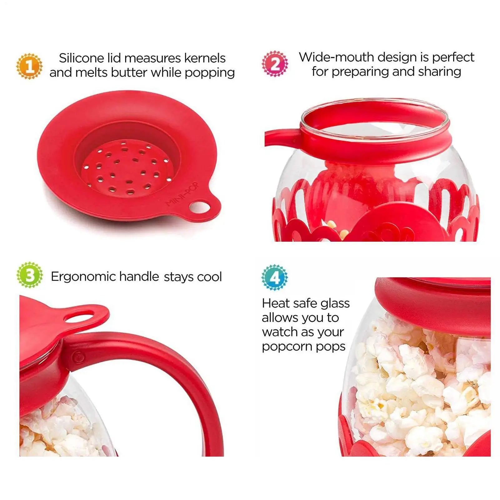 Microwave Popcorn Popper Popcorn Bucket Microwave Bowls Mini Machine Safe Borosilicate Glass Popcorn Maker