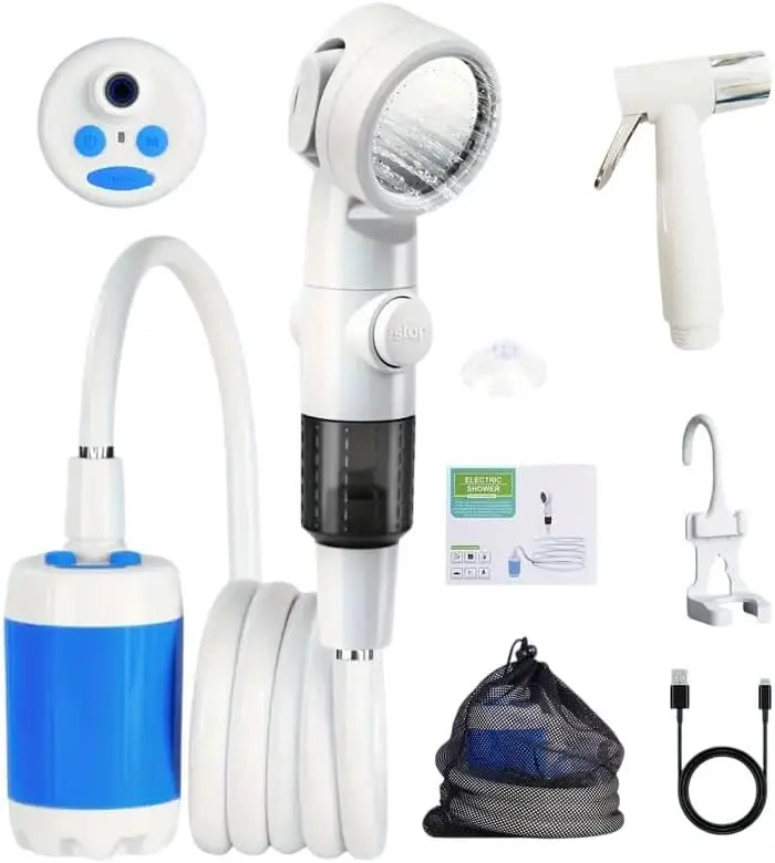 Portable Electric Shower Pump  2pcs Shower Head Sprayer USB Portable Pet Bath Shower Kit for Camping RV Travel  Watering Plants