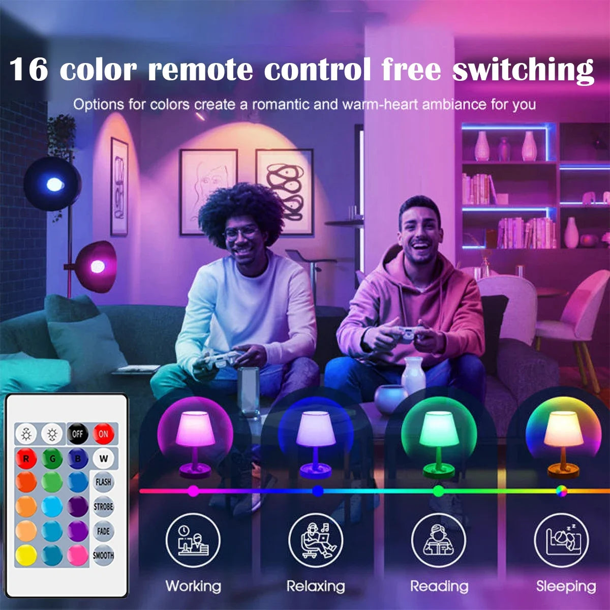1-10PCS Smart RGBW LED Bulb Spotlight E27 E14 B22 GU10 with Infrared Remote Control Suitable for Colorful Home Lighting
