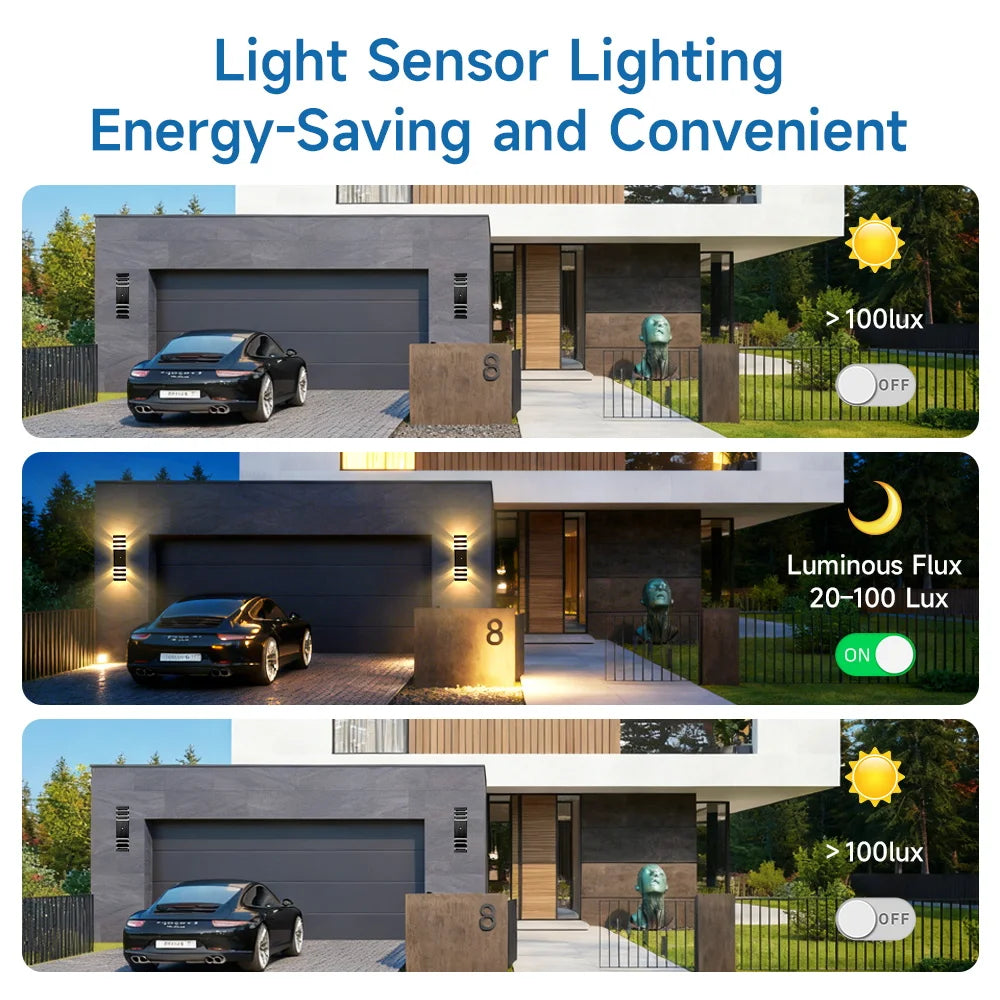 Smart Wall Lights Motion Sensing Outdoor Led Wall Lamps Waterproof 110v 220v For Porch Lamps Backyard Garden Garage Decor