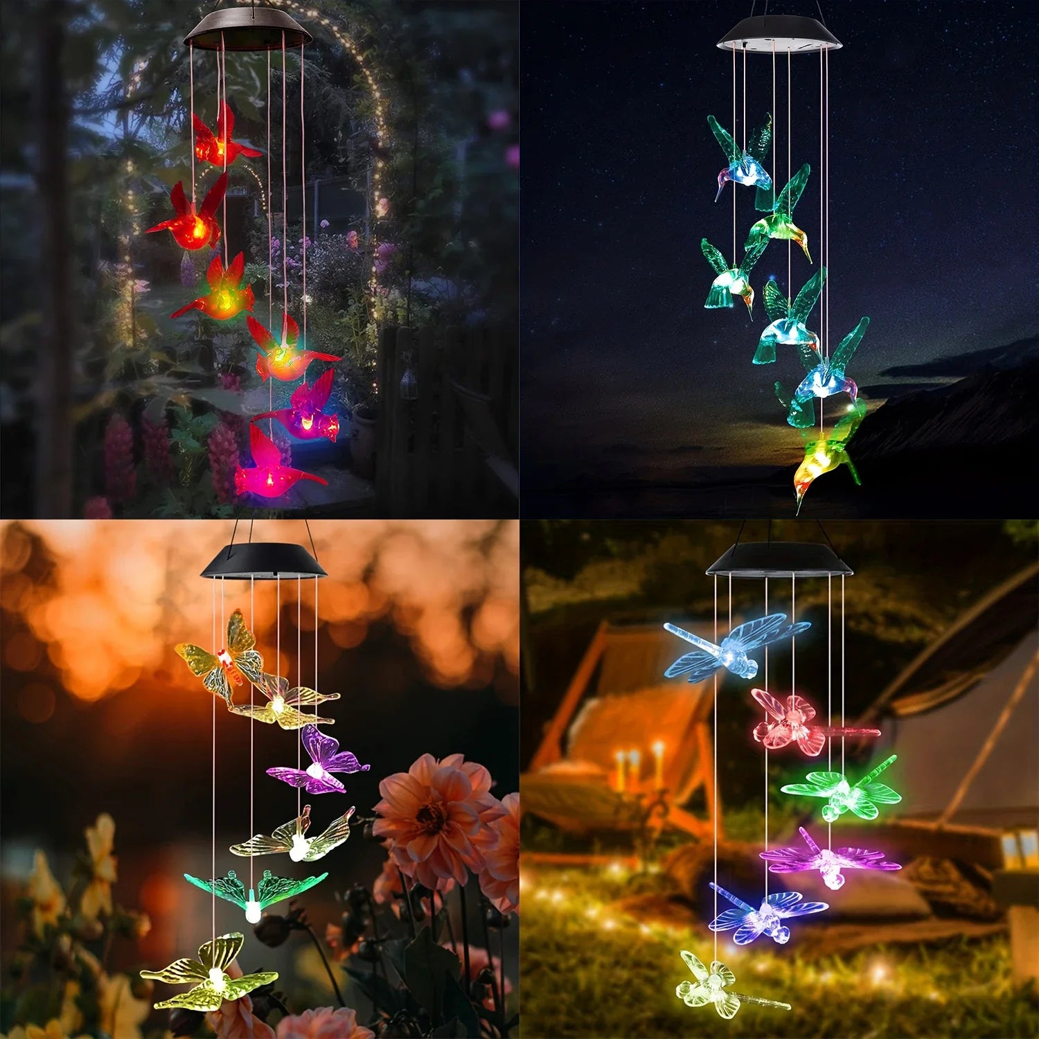 1PC Solar Wind Chime Outdoor, Color Changing Hanging Garden Light, Decorative Solar-Powered Chime Lighting for Patio/Yard