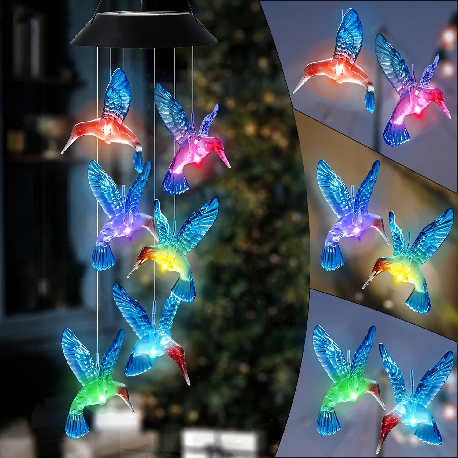 1PC Solar Wind Chime Outdoor, Color Changing Hanging Garden Light, Decorative Solar-Powered Chime Lighting for Patio/Yard