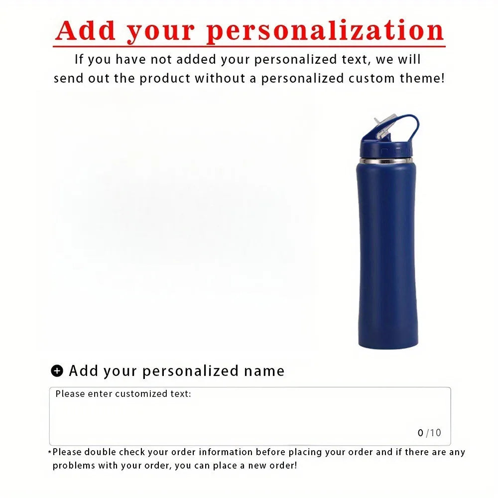Personalized Insulated Stainless Steel Water Bottle with Straw, Engraved Fitness & Cycling Bottle, Perfect Gift for Men Women