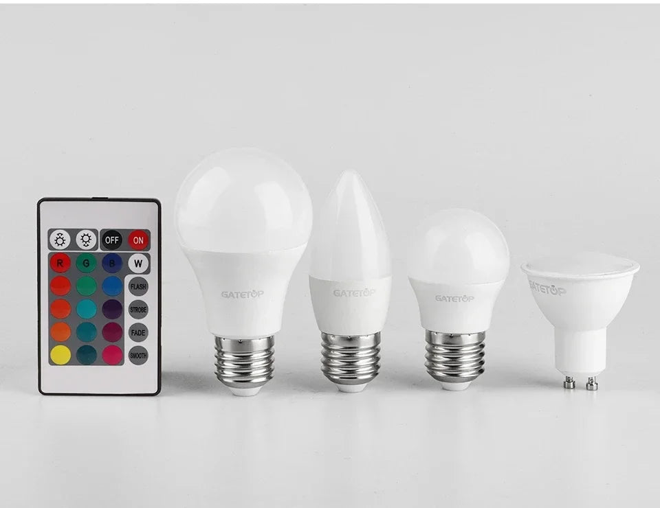 1-10PCS Smart RGBW LED Bulb Spotlight E27 E14 B22 GU10 with Infrared Remote Control Suitable for Colorful Home Lighting