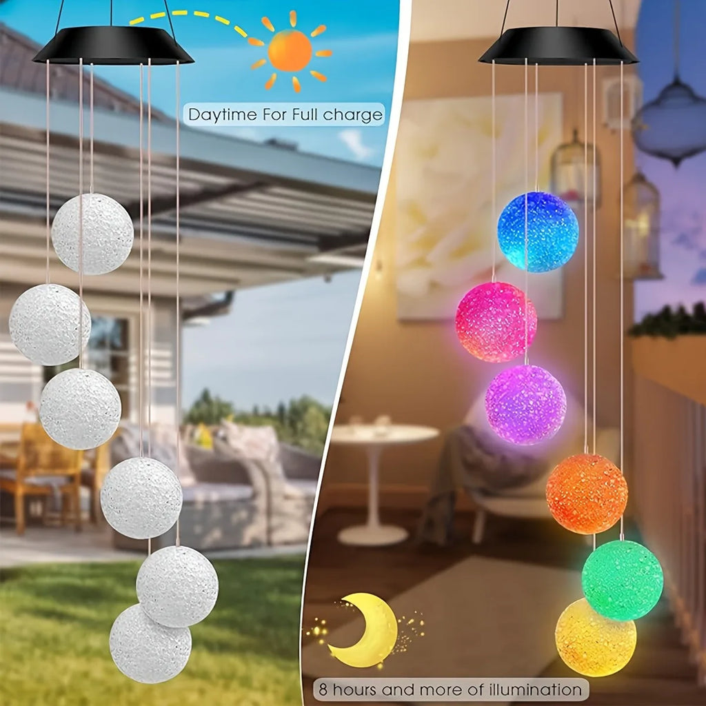 1PC Solar Wind Chime Outdoor, Color Changing Hanging Garden Light, Decorative Solar-Powered Chime Lighting for Patio/Yard