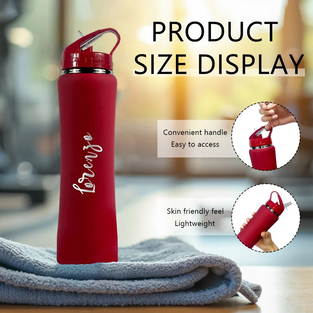 Personalized Insulated Stainless Steel Water Bottle with Straw, Engraved Fitness & Cycling Bottle, Perfect Gift for Men Women