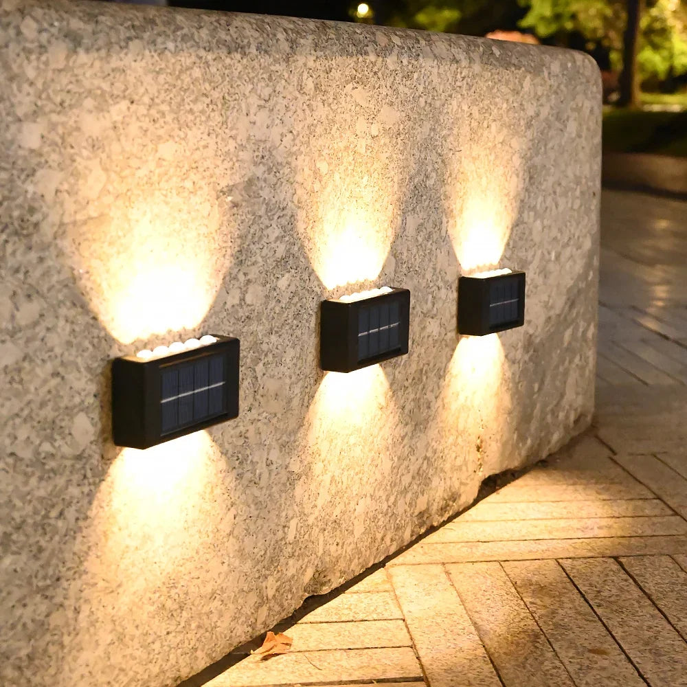Solar Wall Lamp Outdoor Warm Light Waterproof Up And Down Luminous Lighting Balcony Yard Garden Decoration Lights Exterior Wall