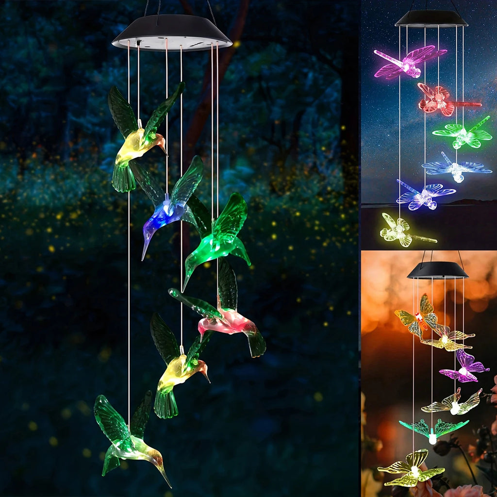 1PC Solar Wind Chime Outdoor, Color Changing Hanging Garden Light, Decorative Solar-Powered Chime Lighting for Patio/Yard