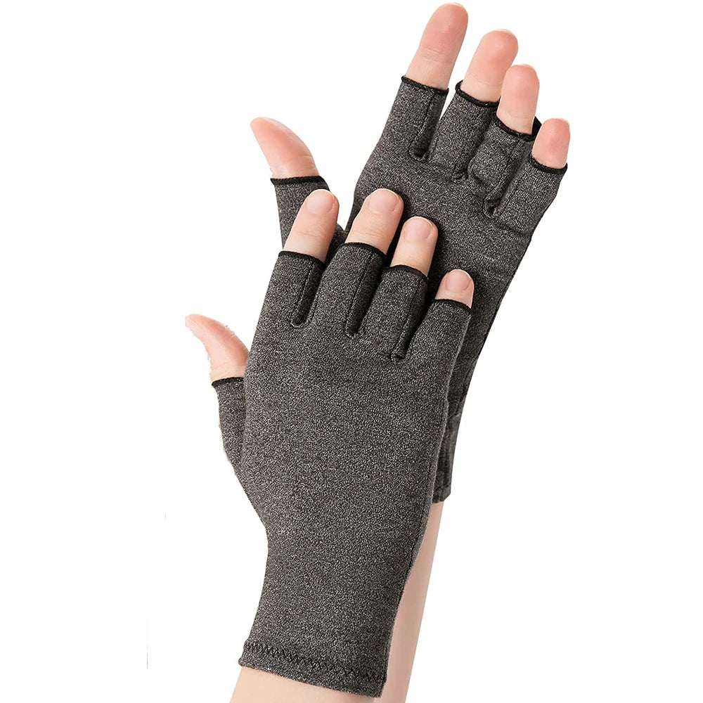 1Pair Copper Arthritis Gloves Half Finger Gloves Fingerless Gloves For Women Compression Gloves For Arthritis,Carpel Tunnel Pain