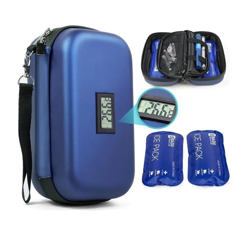 Large Insulin Cooler Travel Case Insulin Cooler Bag Temperature Display Heat Insulation for Diabetic Supplies Medicine Storage