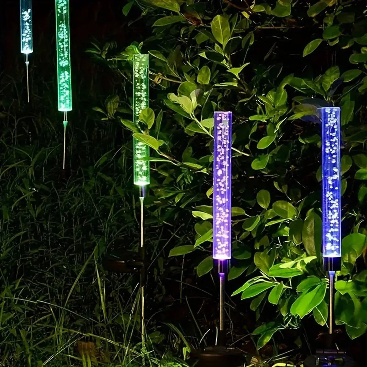 1/2pcs Solar Bubble Bar Garden Light Outdoor Color Changing Solar Landscape Path Light For Terrace Lawn And Courtyard Decor