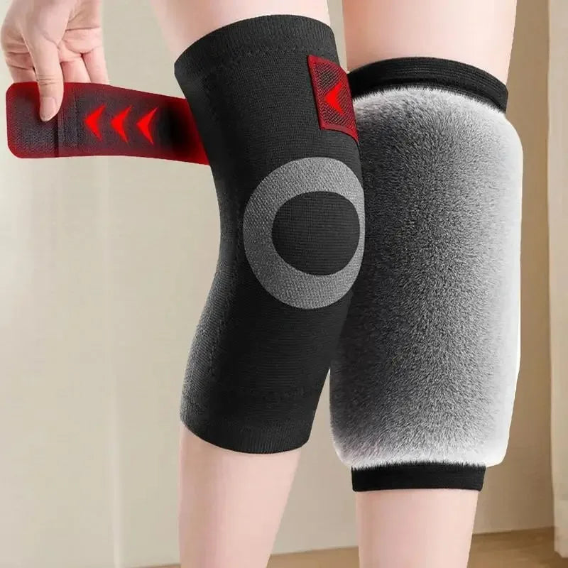 Winter Warm Knee Sleeves Adjustable Strap Soft Comfortable Imitate Rabbit Fur-Like Fabric Knee Covers for Leg Warmer