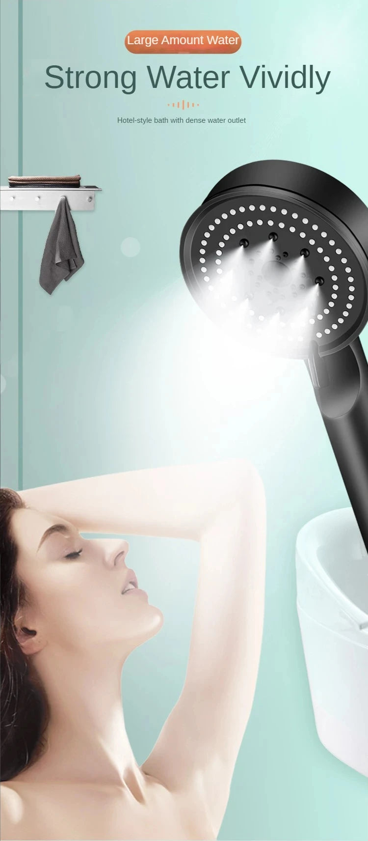 High Pressure Handheld Shower Head 5 Modes Adjustable Shower Heads Water Saving Spa Shower Head Sprayer Bathroom Accessory