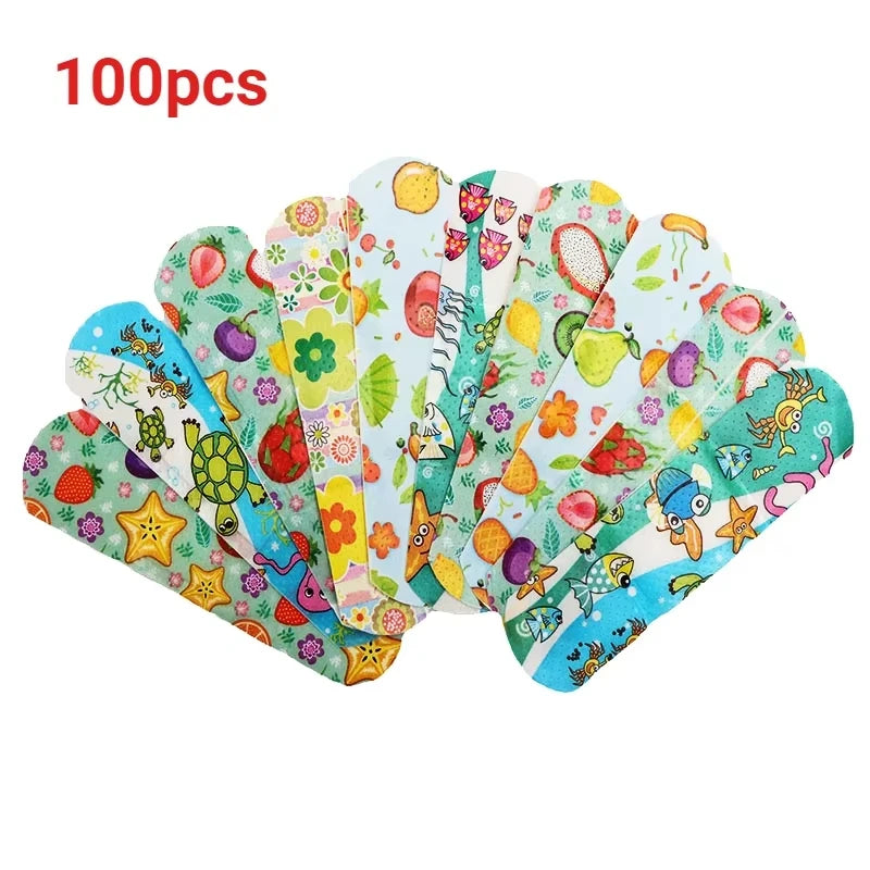 "100Pcs Kids Bandages Bulk Kids Cute Cartoon Bandages Flexible Adhesive Strips Medical Waterproof Breathable for Children "