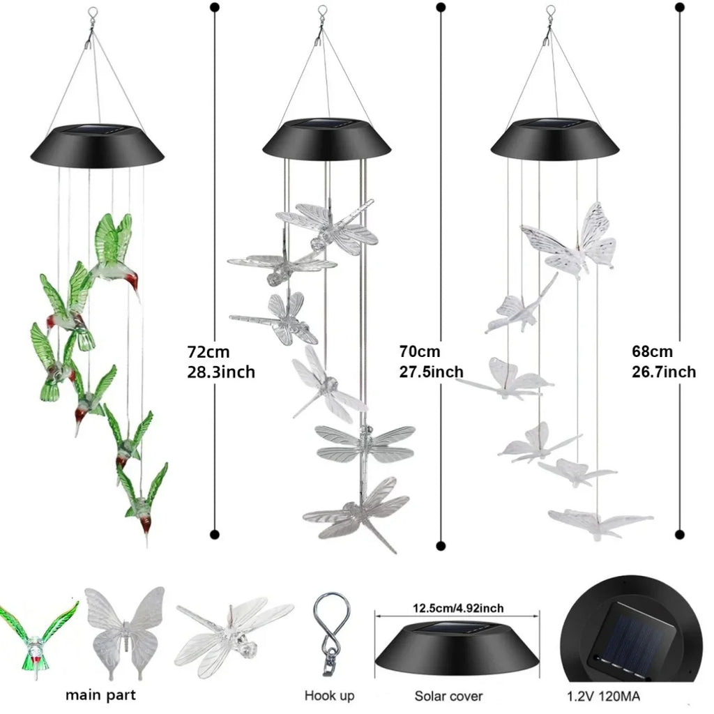 1PC Solar Wind Chime Outdoor, Color Changing Hanging Garden Light, Decorative Solar-Powered Chime Lighting for Patio/Yard