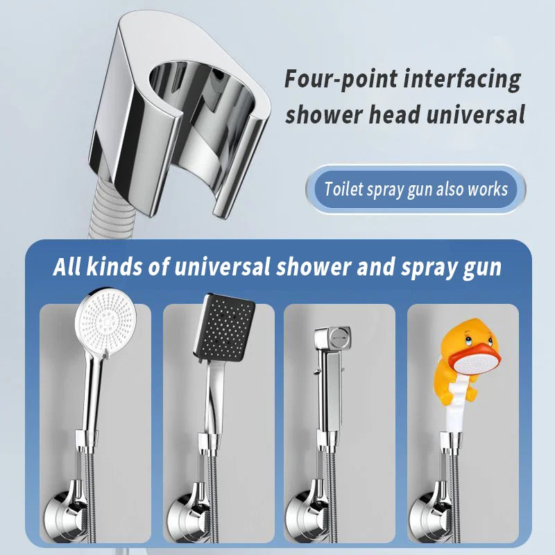 Adjustable Shower Head Holder Suction Cup Shower Holder Nozzle Handheld Holder Punch-Free Multi Angle Rotation Shower Bracket