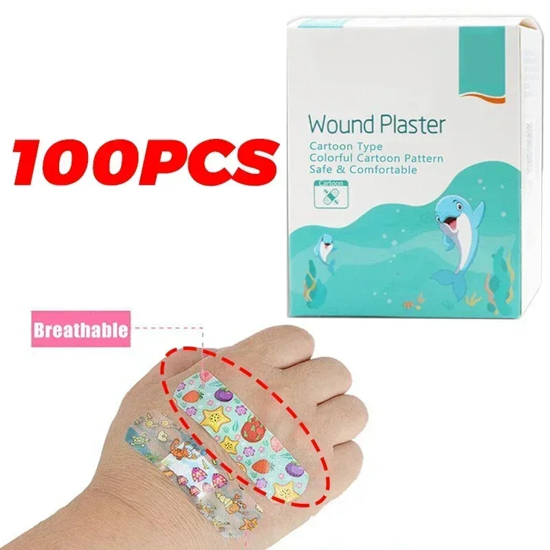 Bandages Bulk Cute Cartoon Bandages Flexible Adhesive 100Pcs Kids Kids  Strips Medical Waterproof Breathable for Children