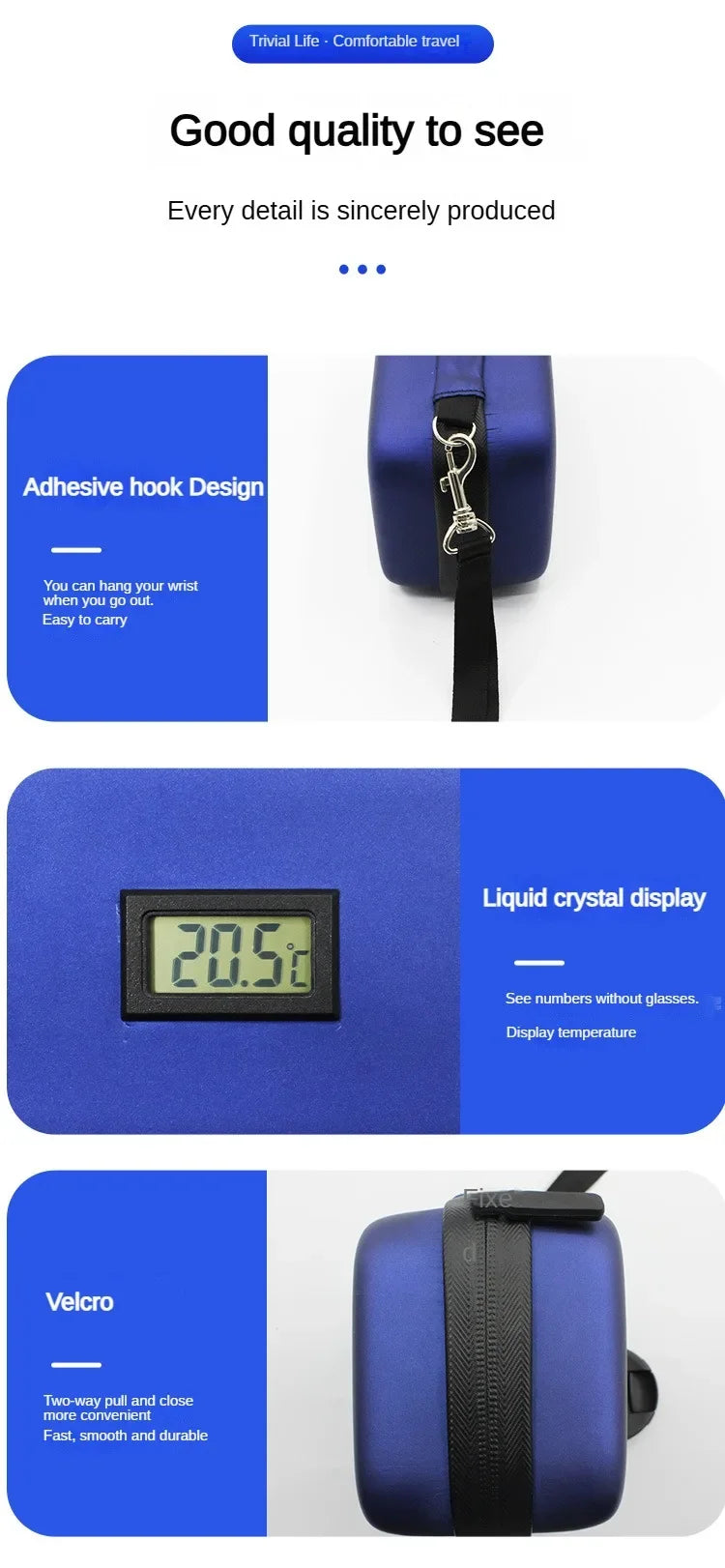 Insulin Cooler Travel Case Mini Insulin Cooler Bag Heat Insulation Temperature Display Medicine Diabetic Supplies Travel Case