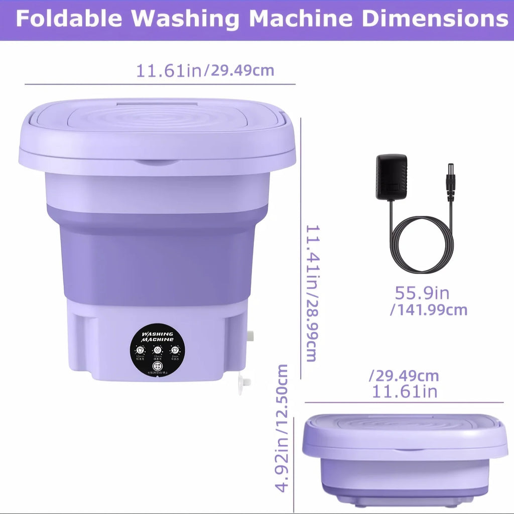 Portable Washing Machine with 3 Intelligent Cleaning Modes, 8L Mini Washer with Foldable Design, Mini Folding Washing for Travel