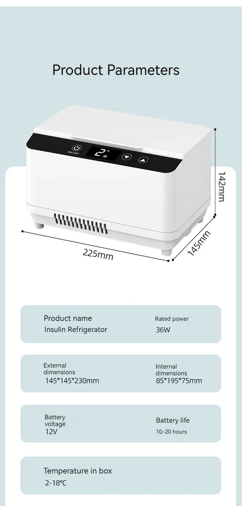 Portable Insulin Cooler - Mini Medical Fridge for Diabetic Supplies with Double Layer Super Capacity, USB/Battery Powered Travel