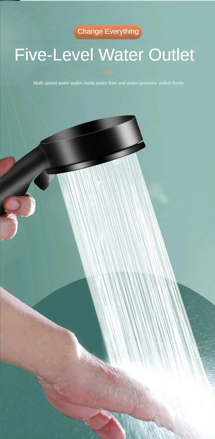High Pressure Handheld Shower Head 5 Modes Adjustable Shower Heads Water Saving Spa Shower Head Sprayer Bathroom Accessory