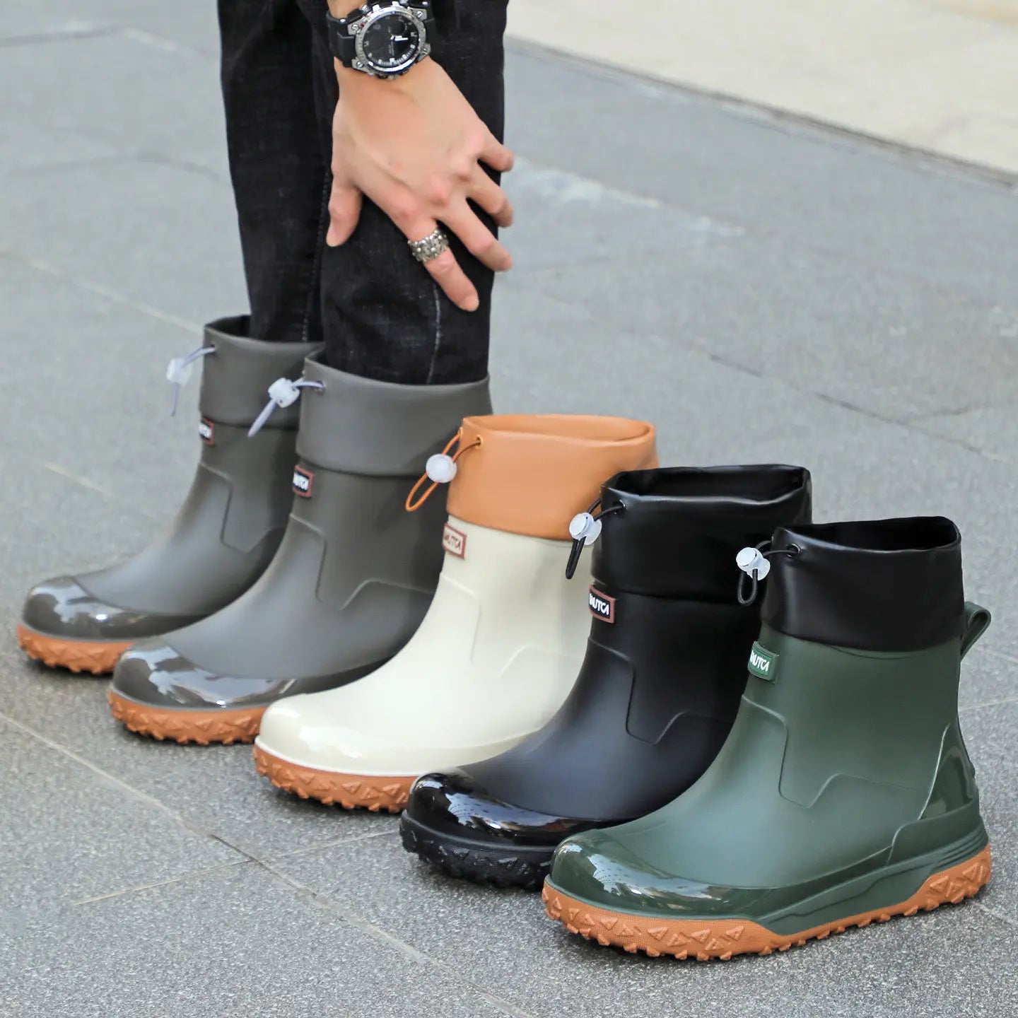 Fishing water shoes for men waterproof anti-slip  wear-resistant rain boots rain shoes, 2026 new style kitchen work rubber shoes