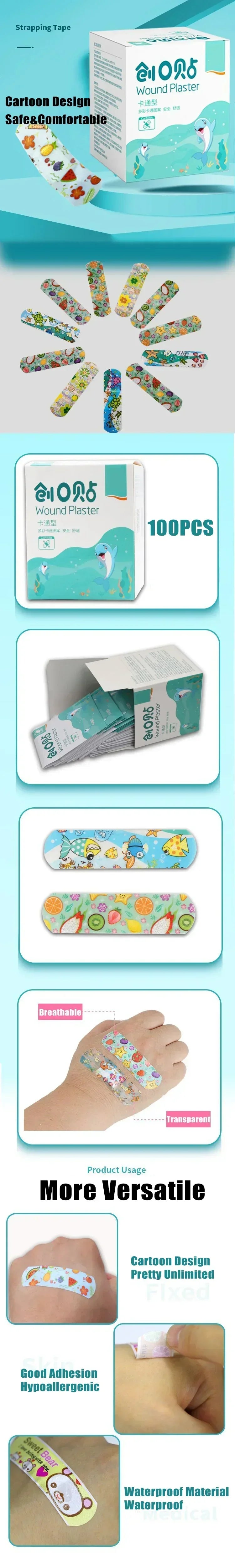 Bandages Bulk Cute Cartoon Bandages Flexible Adhesive 100Pcs Kids Kids  Strips Medical Waterproof Breathable for Children