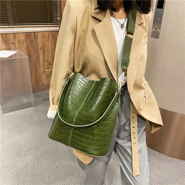 Vintage Crocodile Pattern Shoulder Bag