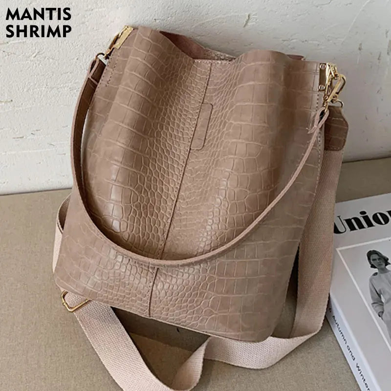Vintage Crocodile Pattern Shoulder Bag