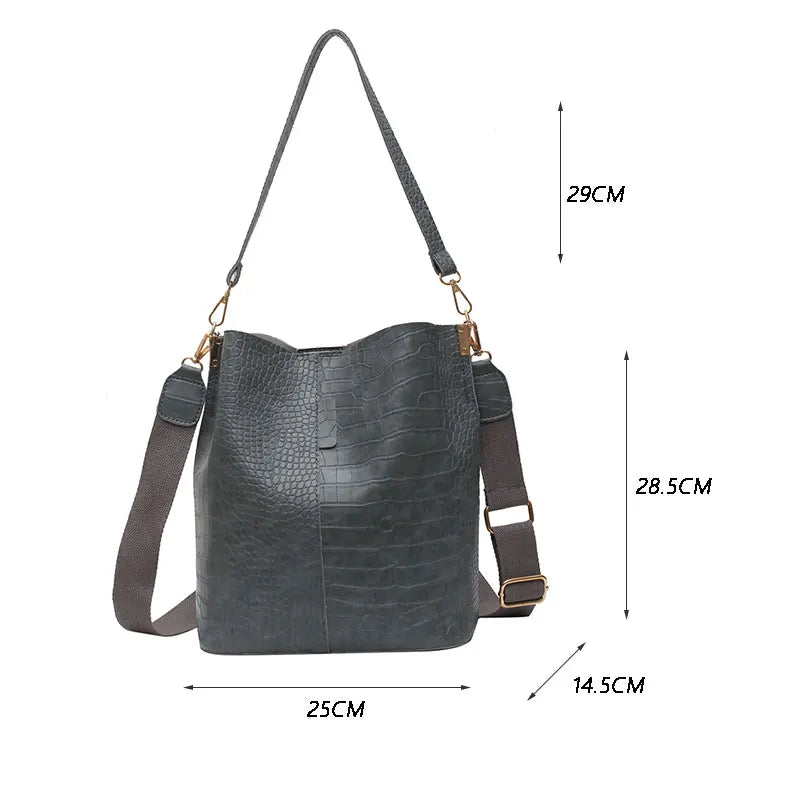 Vintage Crocodile Pattern Shoulder Bag